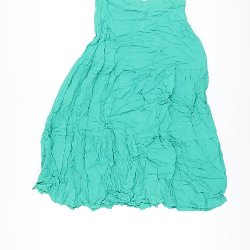 Marks and Spencer Womens Green Viscose A-Line Skirt Size 6 Zip