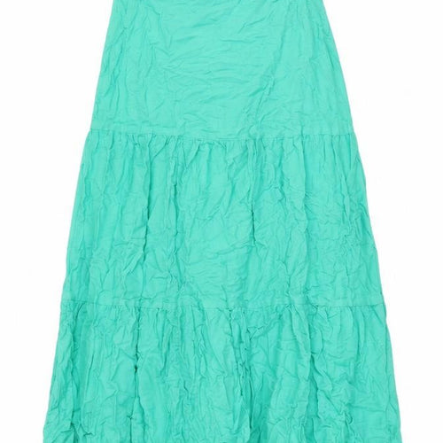 Marks and Spencer Womens Green Viscose A-Line Skirt Size 6 Zip