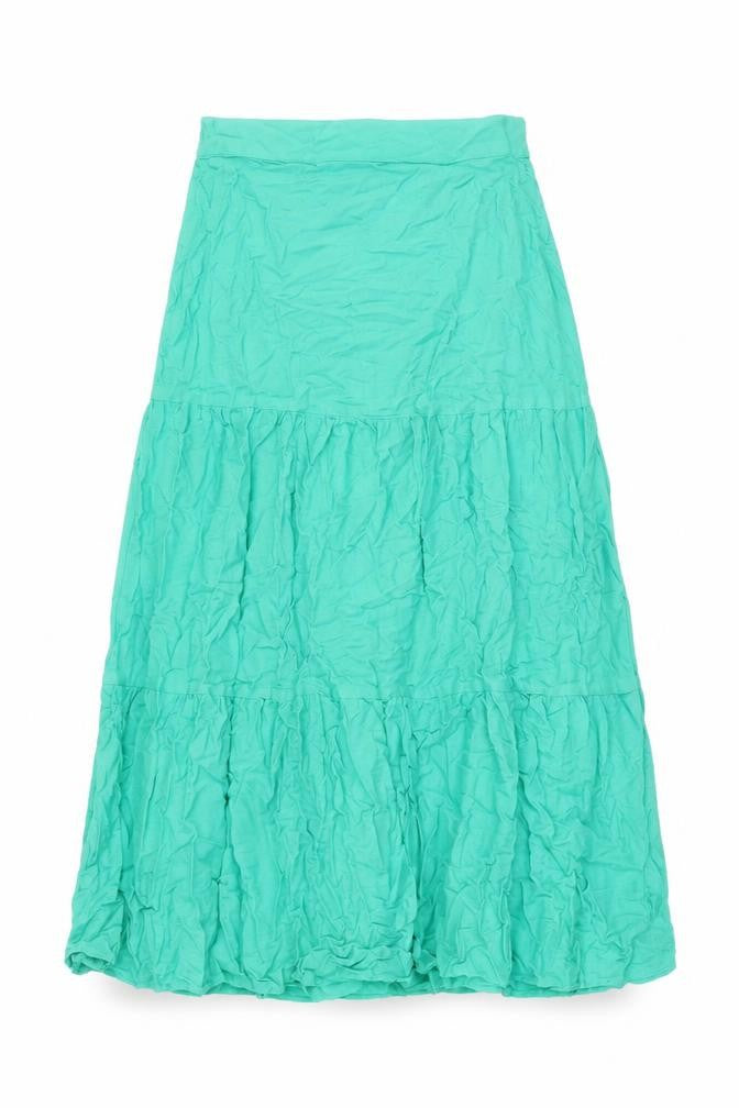 Marks and Spencer Womens Green Viscose A-Line Skirt Size 6 Zip
