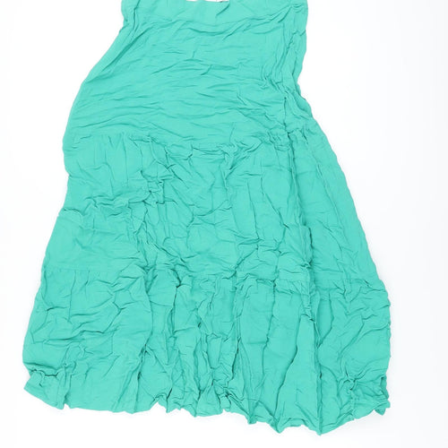 Marks and Spencer Womens Green Viscose A-Line Skirt Size 6 Zip
