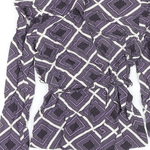 Marks and Spencer Womens Pink Geometric Viscose Basic Blouse Size 8 Round Neck
