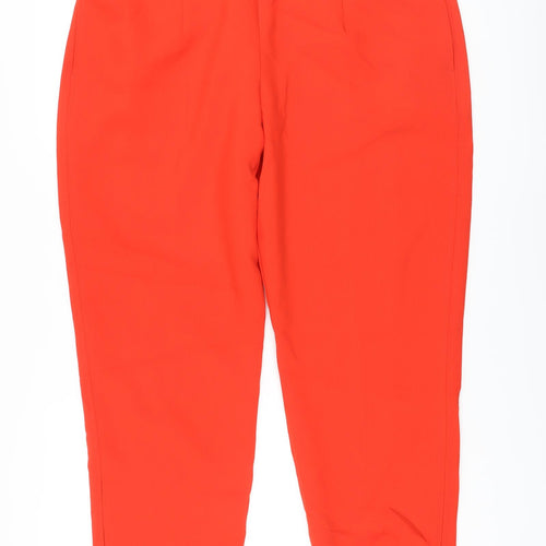 Marks and Spencer Womens Red Polyester Trousers Size 20 L26 in Regular Zip