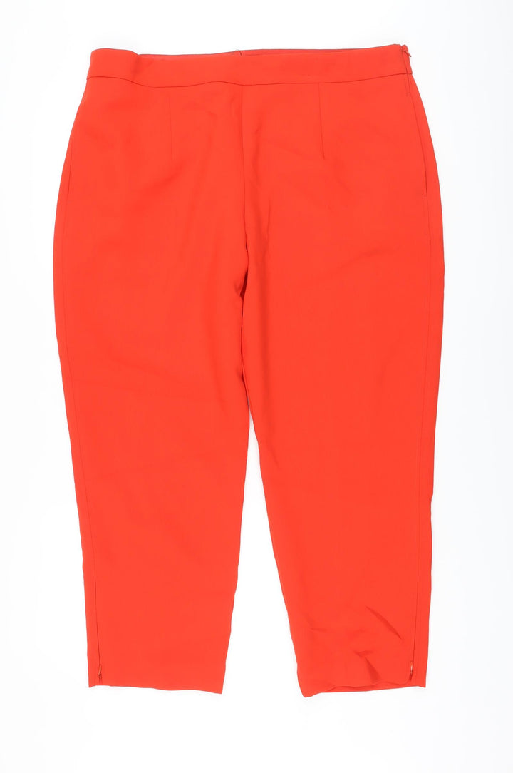 Marks and Spencer Womens Red Polyester Trousers Size 20 L26 in Regular Zip