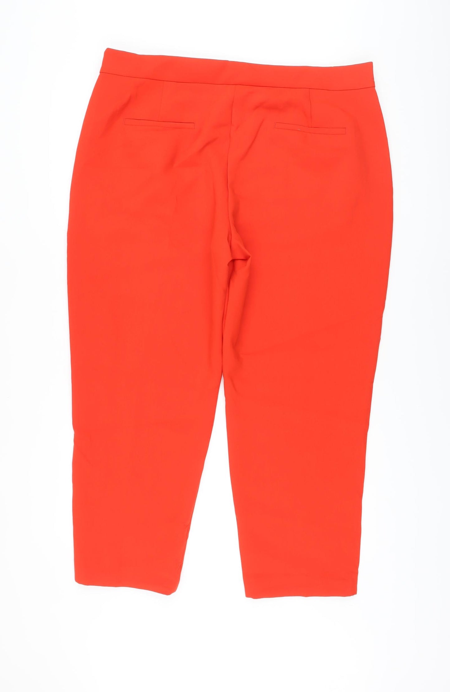 Marks and Spencer Womens Red Polyester Trousers Size 20 L26 in Regular Zip