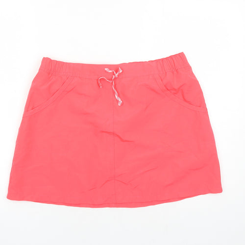 Quechua Womens Pink Polyester Athletic Skort Size 14 Regular Drawstring - Elasticated Waist Pockets