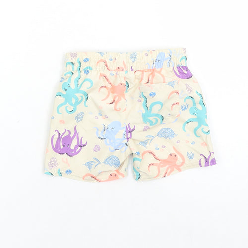 Marks and Spencer Boys Beige Geometric Polyester Sweatpants Trousers Size 9-12 Months Drawstring - Elasticated Waist Swim Shorts Octopus Pattern
