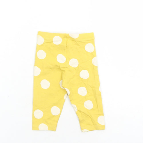 Marks and Spencer Girls Yellow Polka Dot Cotton Capri Leggings Size 3-6 Months - Elasticated Waist