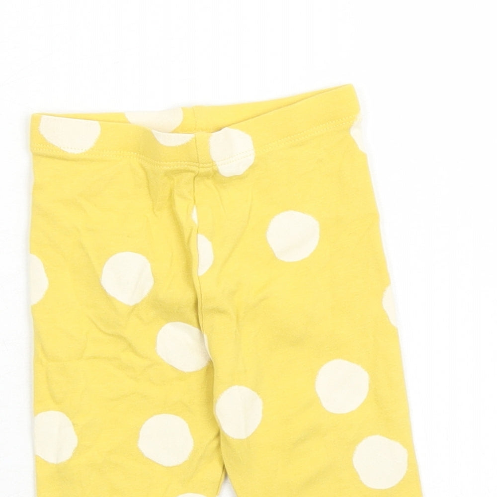 Marks and Spencer Girls Yellow Polka Dot Cotton Capri Leggings Size 3-6 Months - Elasticated Waist