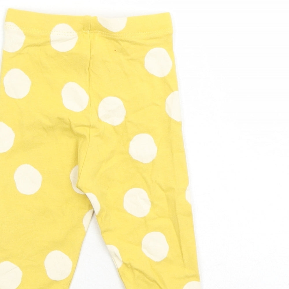 Marks and Spencer Girls Yellow Polka Dot Cotton Capri Leggings Size 3-6 Months - Elasticated Waist