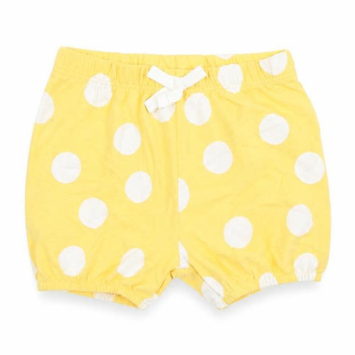 Marks and Spencer Girls Yellow Polka Dot 100% Cotton Sweatpants Trousers Size 6-9 Months - Elasticated Waist Bow Detail