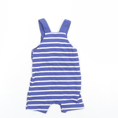 Marks and Spencer Boys Blue Striped 100% Cotton Dungaree One-Piece Size 3-6 Months Button - Smile