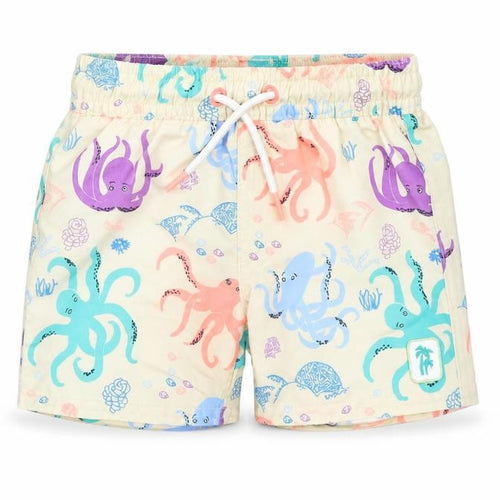 Marks and Spencer Boys Beige Geometric Polyester Sweatpants Trousers Size 9-12 Months Drawstring - Elasticated Waist Swim Shorts Octopus Pattern