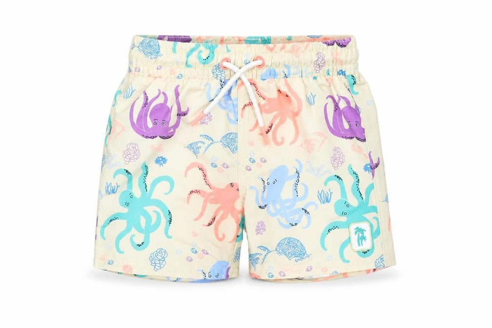 Marks and Spencer Boys Beige Geometric Polyester Sweatpants Trousers Size 9-12 Months Drawstring - Elasticated Waist Swim Shorts Octopus Pattern
