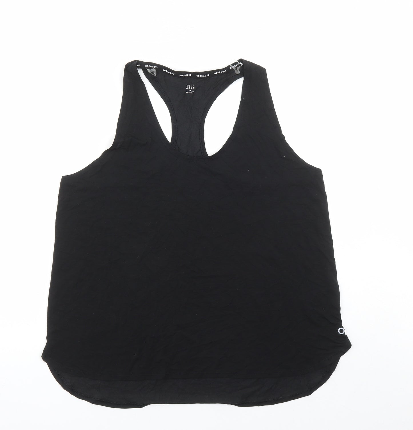 GOODMOVE Womens Black Lyocell Basic Tank Size 18 Round Neck Pullover