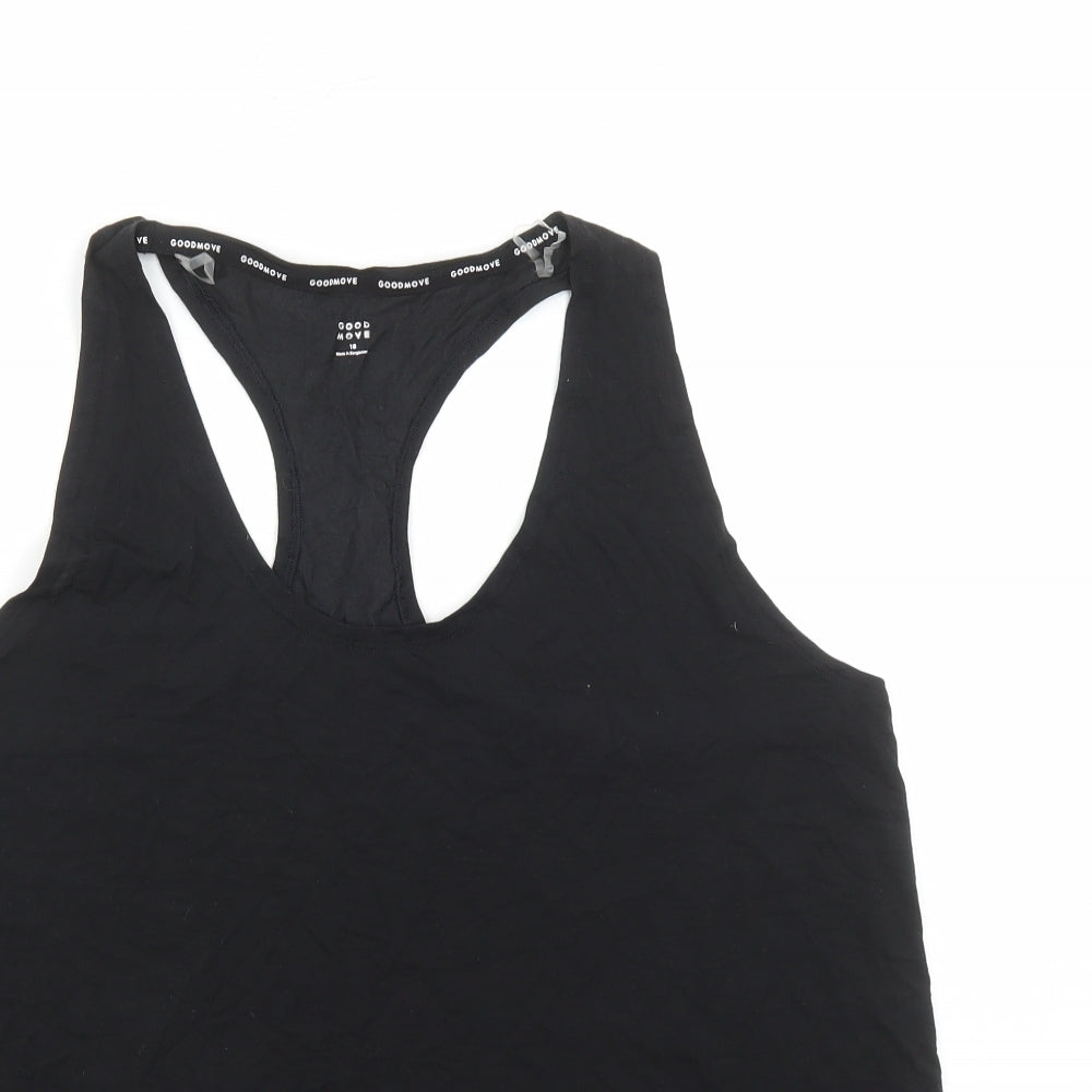 GOODMOVE Womens Black Lyocell Basic Tank Size 18 Round Neck Pullover