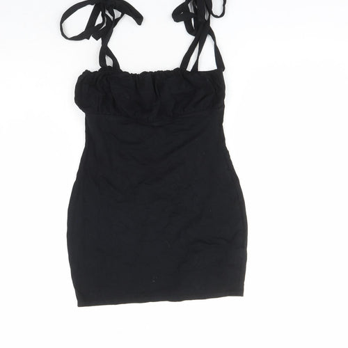 ASOS Womens Black Viscose Mini Size 10 Square Neck Tie