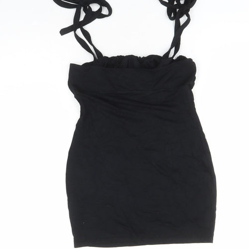 ASOS Womens Black Viscose Mini Size 10 Square Neck Tie