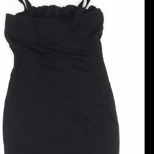 ASOS Womens Black Viscose Mini Size 10 Square Neck Tie