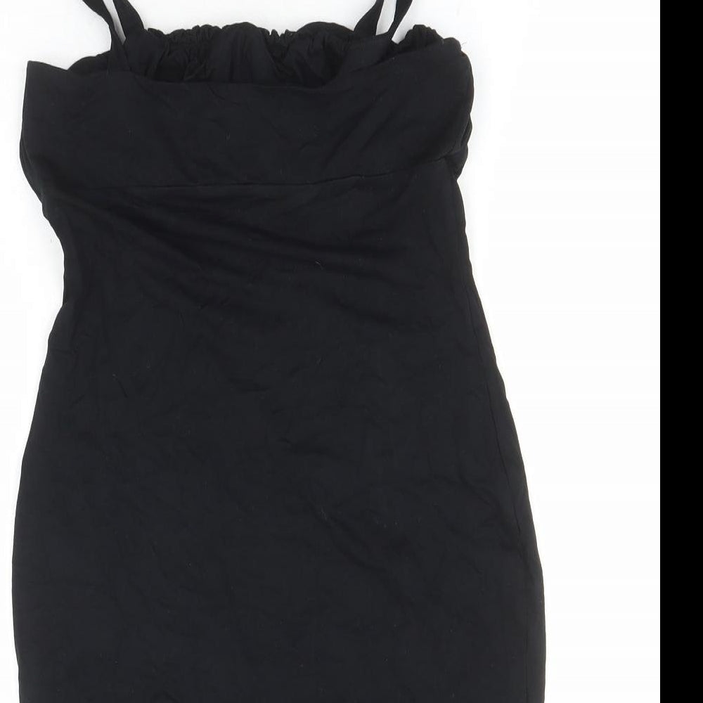 ASOS Womens Black Viscose Mini Size 10 Square Neck Tie