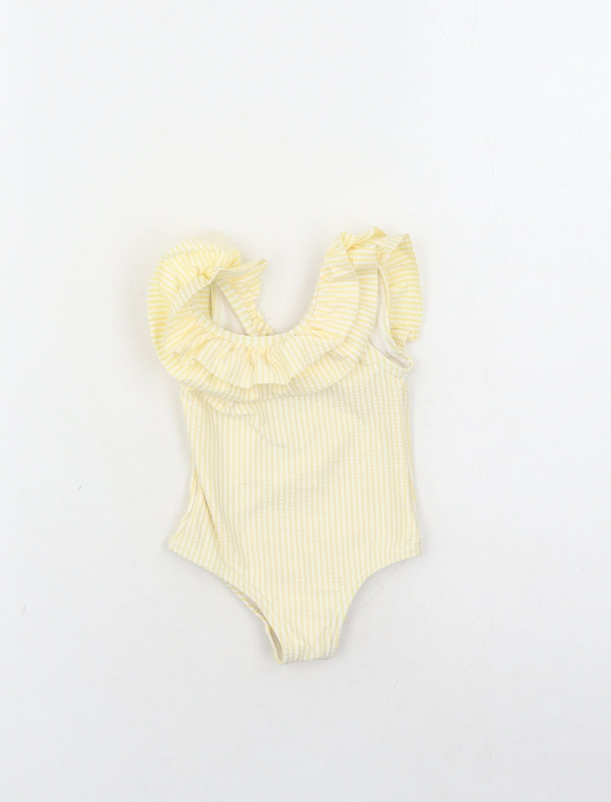 Marks and Spencer Girls Yellow Striped Polyester Unitard One-Piece Size 0-3 Months Pullover - Swim Suit