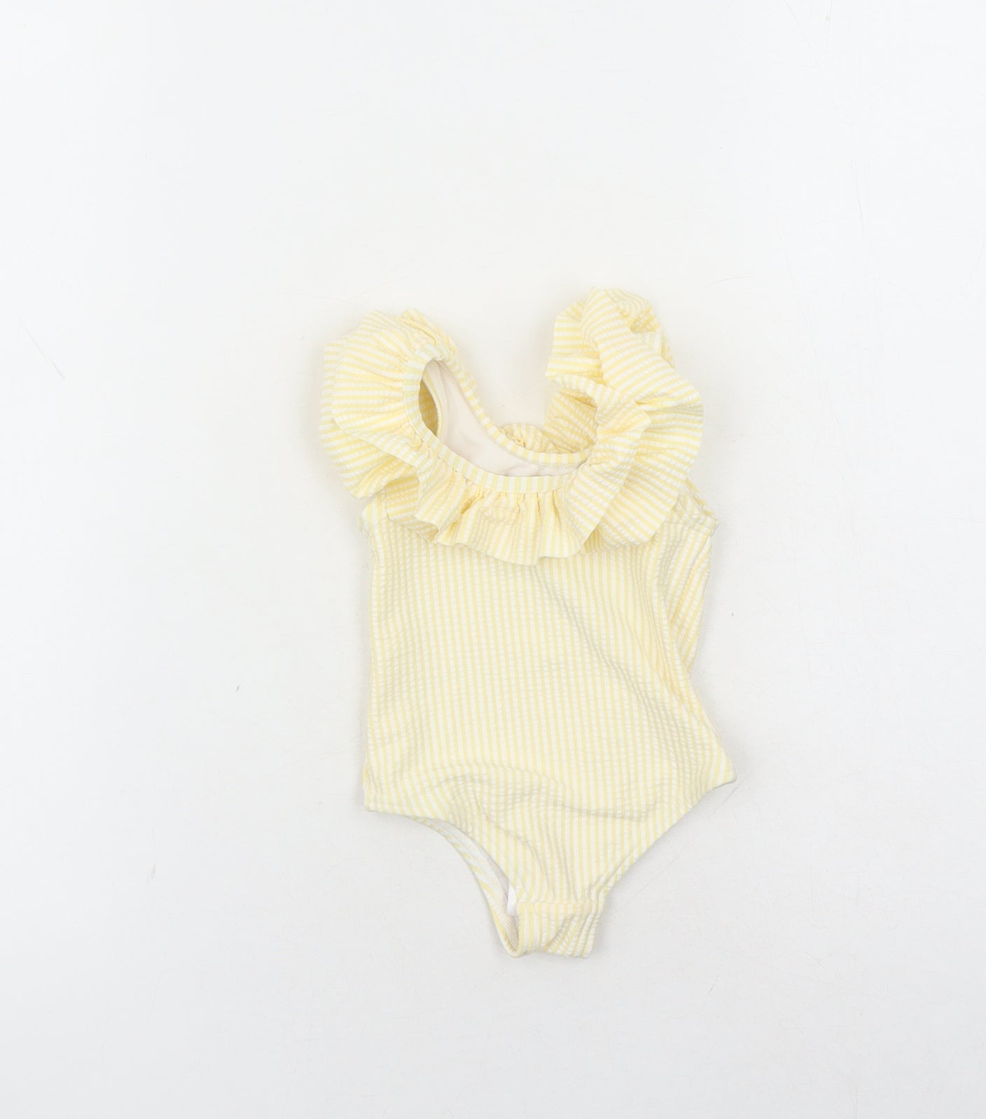 Marks and Spencer Girls Yellow Striped Polyester Unitard One-Piece Size 0-3 Months Pullover - Swim Suit