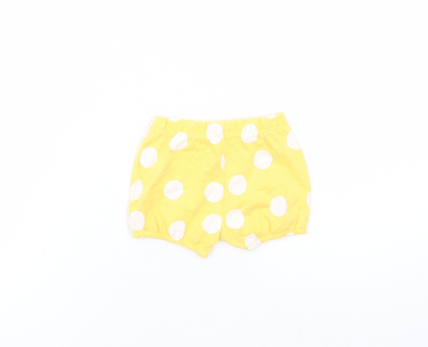 Marks and Spencer Girls Yellow Polka Dot 100% Cotton Sweatpants Trousers Size 0-3 Months - Elasticated Waist Bow Detail