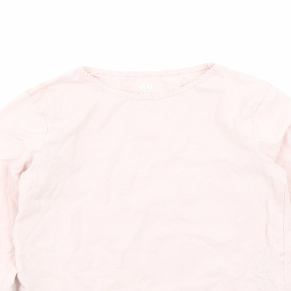 H&M Girls Pink Cotton Basic Casual Size 6 Years Round Neck Pullover - Size 6-8 Years