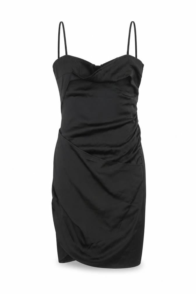 Naanaa Womens Black Polyester Pencil Dress Size 10 Cowl Neck Zip
