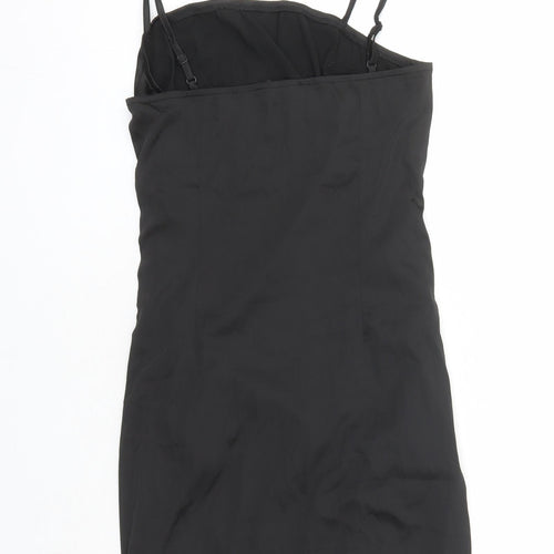 Naanaa Womens Black Polyester Pencil Dress Size 10 Cowl Neck Zip