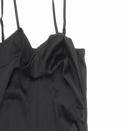 Naanaa Womens Black Polyester Pencil Dress Size 10 Cowl Neck Zip