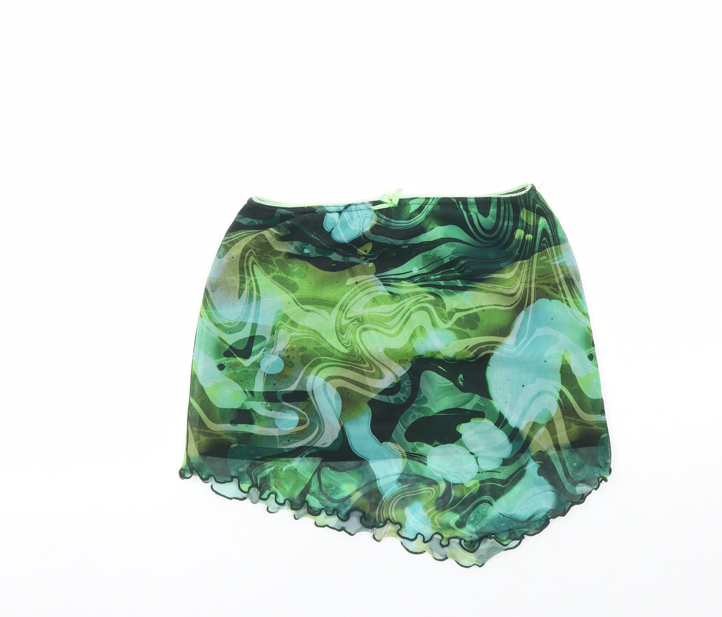 Urban Outfitters Womens Green Geometric Polyester Mini Skirt Size S - Elasticated Waist
