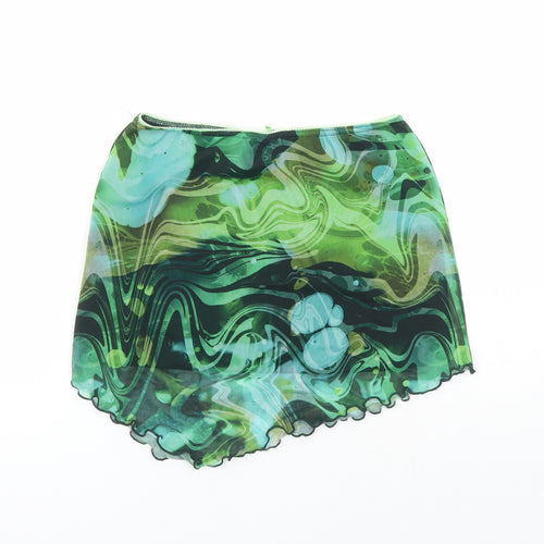 Urban Outfitters Womens Green Geometric Polyester Mini Skirt Size S - Elasticated Waist