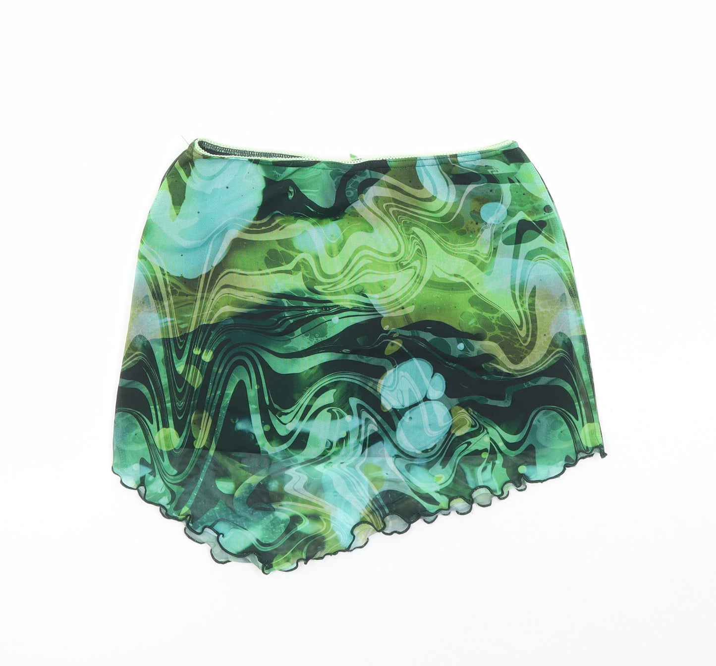 Urban Outfitters Womens Green Geometric Polyester Mini Skirt Size S - Elasticated Waist