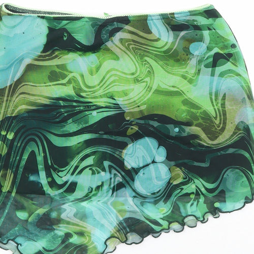 Urban Outfitters Womens Green Geometric Polyester Mini Skirt Size S - Elasticated Waist