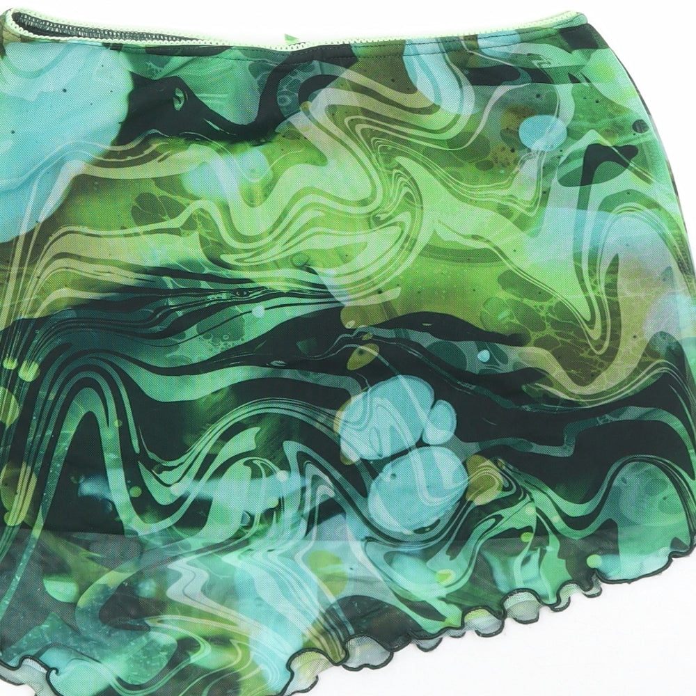 Urban Outfitters Womens Green Geometric Polyester Mini Skirt Size S - Elasticated Waist