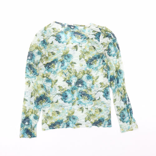 Mudd Womens Blue Geometric Polyester Basic Blouse Size XL Round Neck
