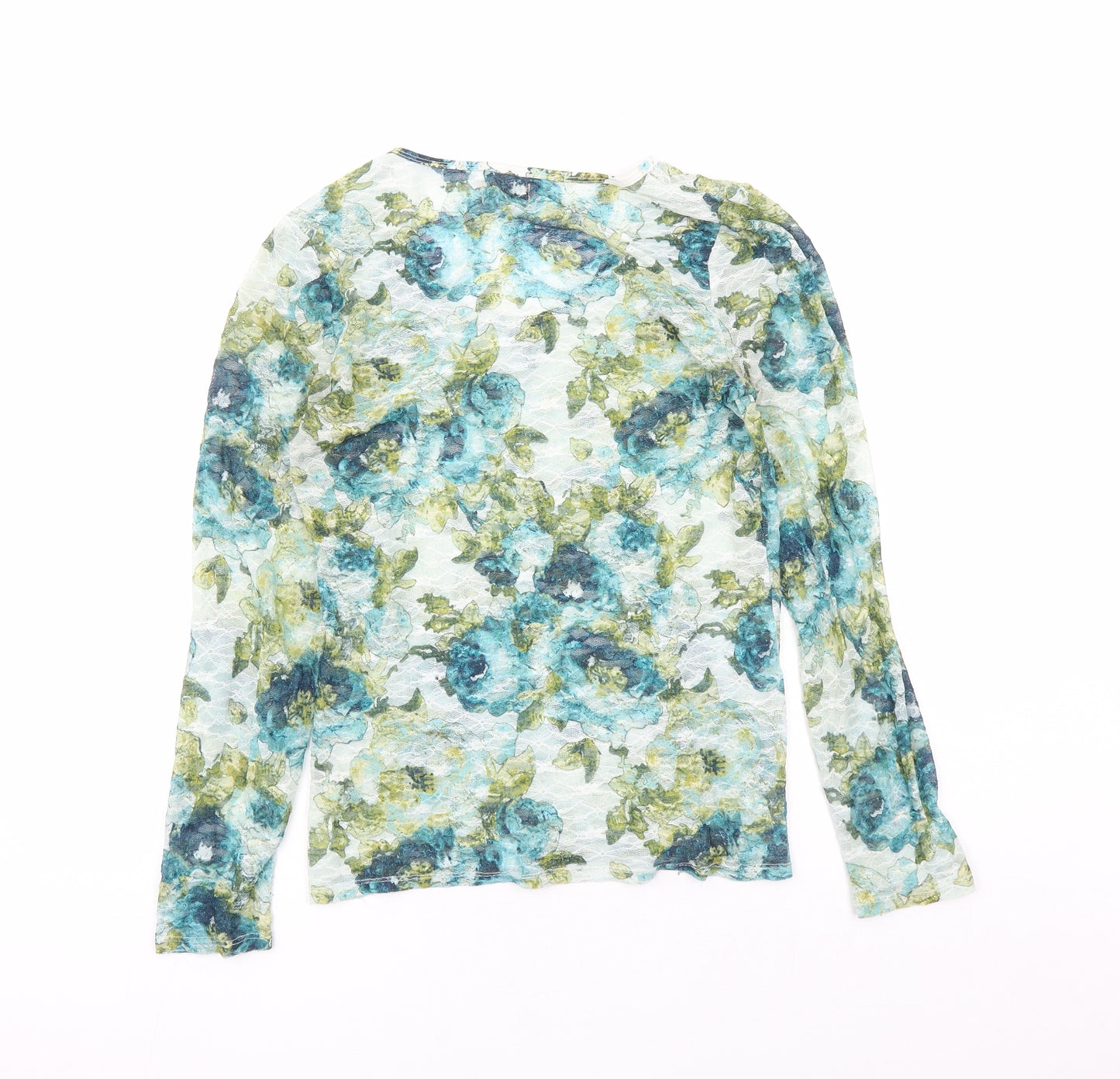 Mudd Womens Blue Geometric Polyester Basic Blouse Size XL Round Neck