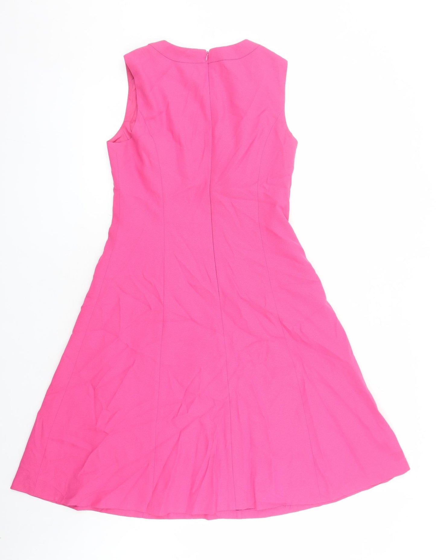 Kasper Womens Pink Polyester Fit & Flare Size 6 Round Neck Zip