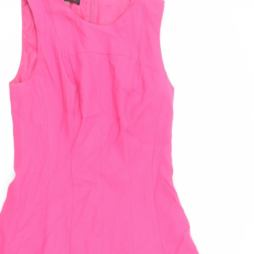 Kasper Womens Pink Polyester Fit & Flare Size 6 Round Neck Zip