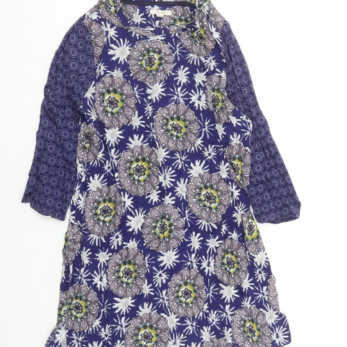 White Stuff Womens Blue Geometric Viscose A-Line Size 16 Round Neck Pullover