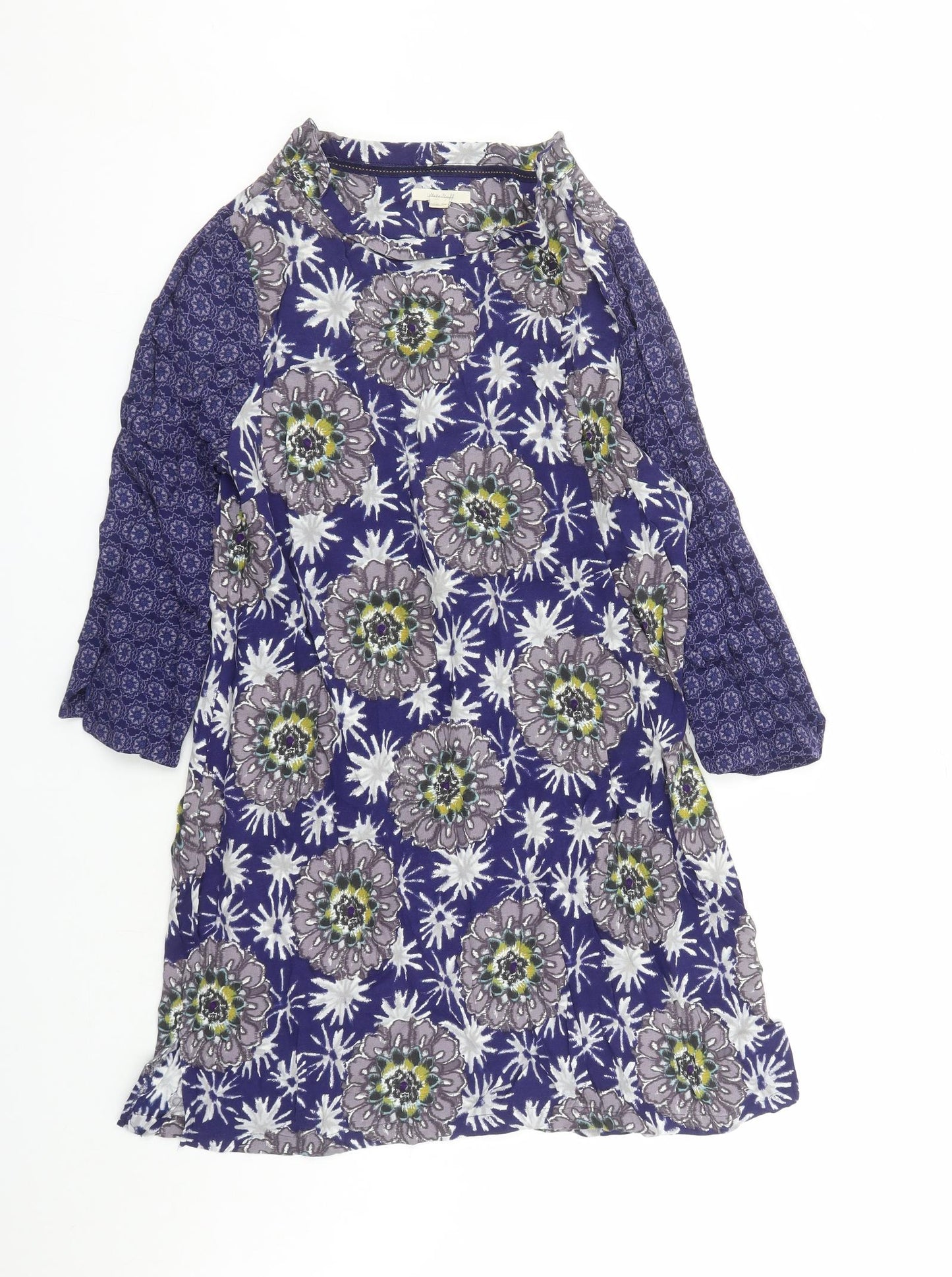 White Stuff Womens Blue Geometric Viscose A-Line Size 16 Round Neck Pullover