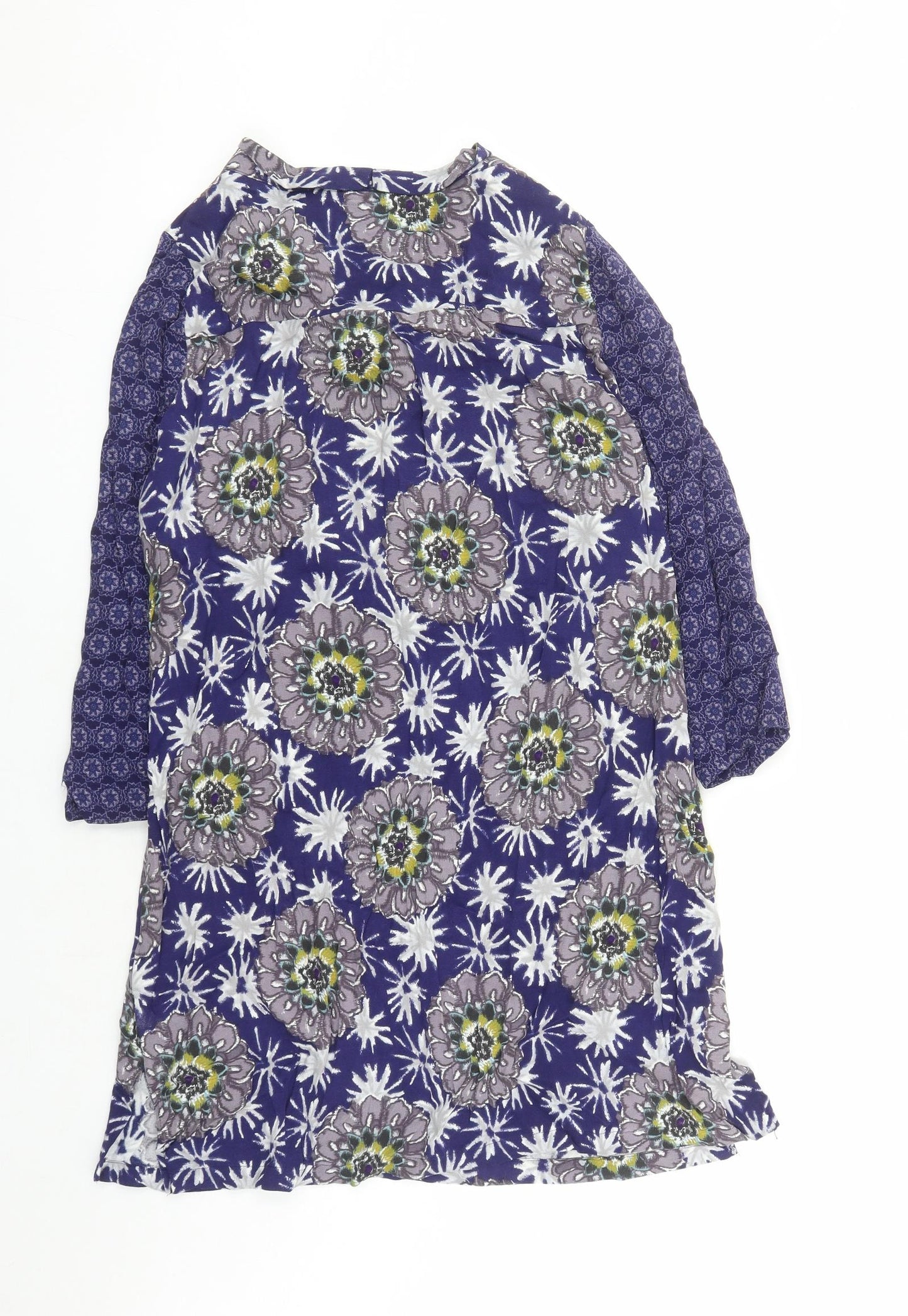 White Stuff Womens Blue Geometric Viscose A-Line Size 16 Round Neck Pullover