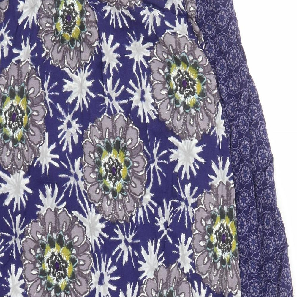 White Stuff Womens Blue Geometric Viscose A-Line Size 16 Round Neck Pullover