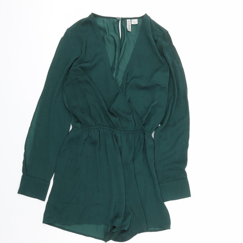 Divided by H&M Womens Green Polyester Playsuit One-Piece Size 8 Button