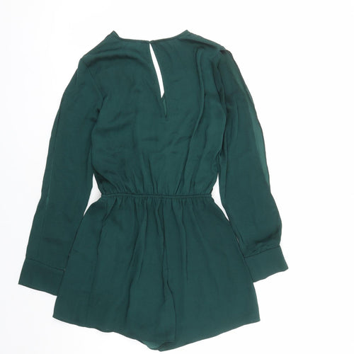 Divided by H&M Womens Green Polyester Playsuit One-Piece Size 8 Button