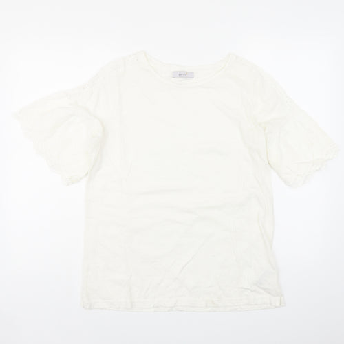 Per Una Womens White 100% Cotton Basic T-Shirt Size 14 Round Neck