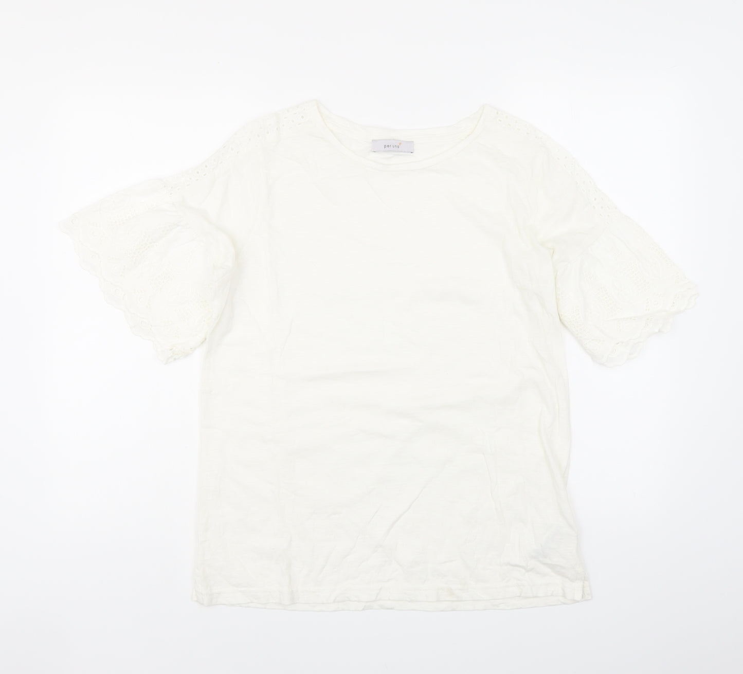 Per Una Womens White 100% Cotton Basic T-Shirt Size 14 Round Neck