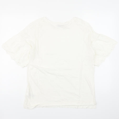 Per Una Womens White 100% Cotton Basic T-Shirt Size 14 Round Neck