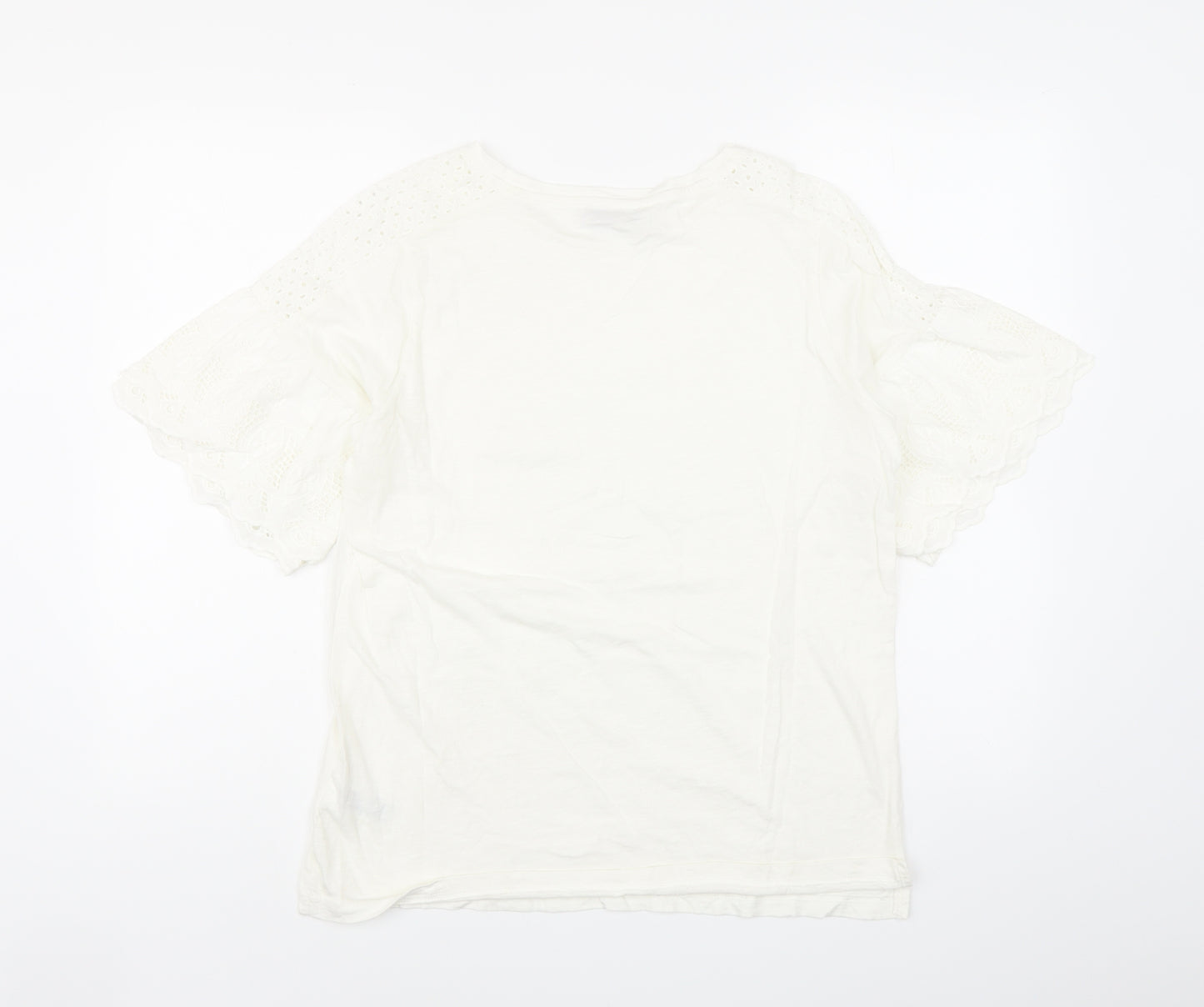 Per Una Womens White 100% Cotton Basic T-Shirt Size 14 Round Neck