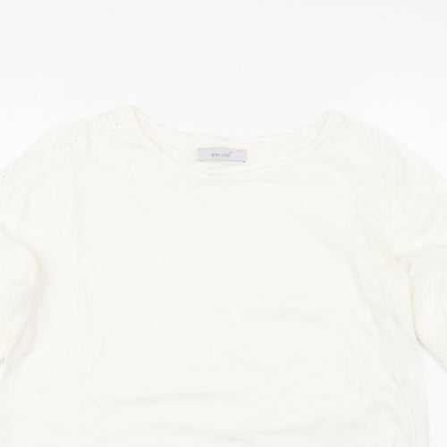 Per Una Womens White 100% Cotton Basic T-Shirt Size 14 Round Neck